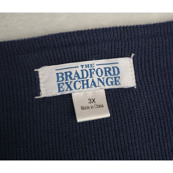 The Bradford Exchange Womens Nativity Christmas Sweater 3X Navy Blue Embroidered - Picture 5 of 9